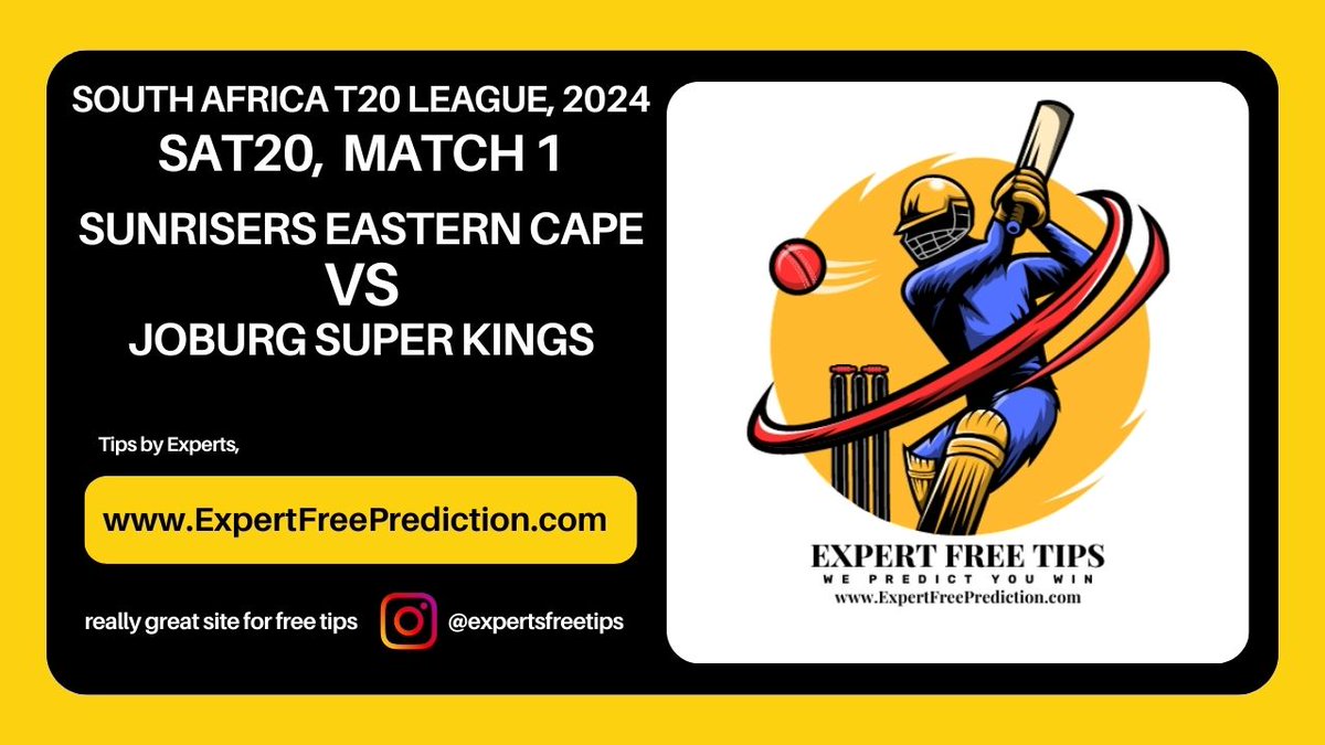 expertsfreetips's tweet photo. Sunrisers Eastern Cape vs Joburg Super Kings SA T20 2024 1st Match Prediction

#SECvJSK #SUNEvJSK #SunrisersECVsJSKSA20  #SAT20 #SA201stMatch #SA2024 #BetwayT20 #SouthAfricaT20League2024 #BetwaySA20 #ExpertsFreeTips

Check Match Toss Here- https://t.co/d9kfuRNirY https://t.co/Qo0rD8ftYu