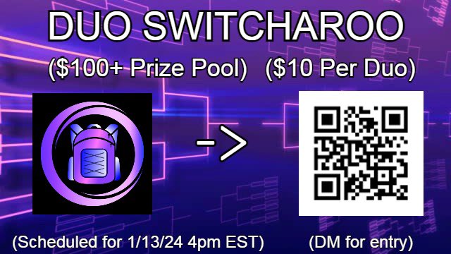 WeTheBackPack's tweet photo. The Backpack is hosting a Duo switcharoo scan the qr or join the link in bio. Dm @EnvisixnW for entry. #codagent #tournament #switcharoo #retweet #prize #CallofDutyModernWarfare3 #CallofDuty #cod https://t.co/w12jekGucL