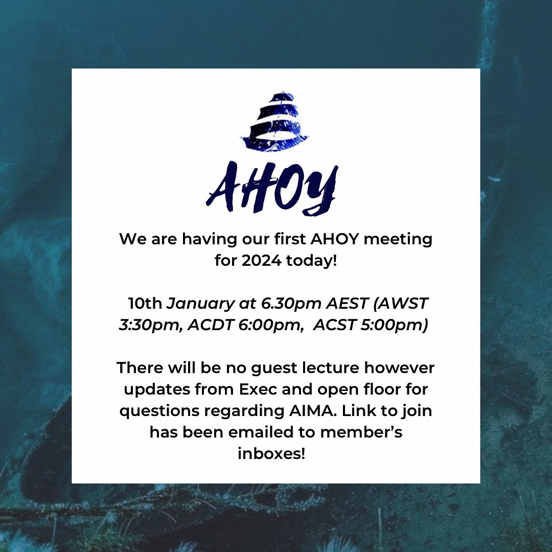 Our first AHOY meeting for 2024 is today! See you all there!