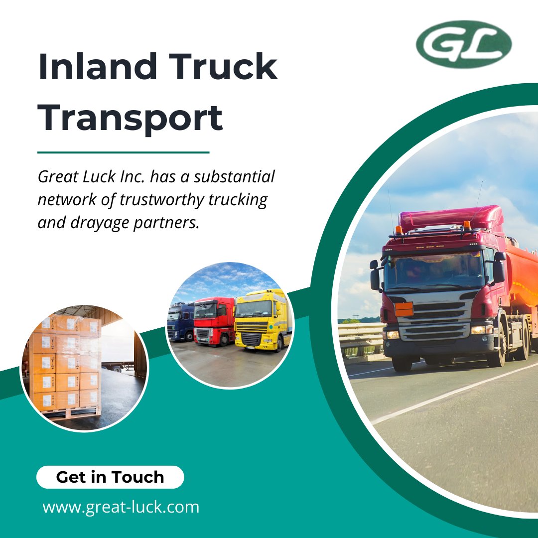 GreatLuckInc's tweet photo. Inland transportation is a key partner to ocean freight.
Great Luck provides the best trucking options for ocean freight shipments.
#oceanfreightforwarding #import #export #logistics #NVOCC #FCL #LCL #marinetransportation #port #specialcargo #marine #cargoship #greatluckinc https://t.co/9fdg1v9hOp