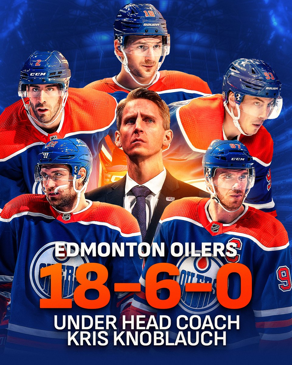 NHL's tweet photo. The @EdmontonOilers have found their groove under Kris Knoblauch. 💪 https://t.co/X86soVF53Q