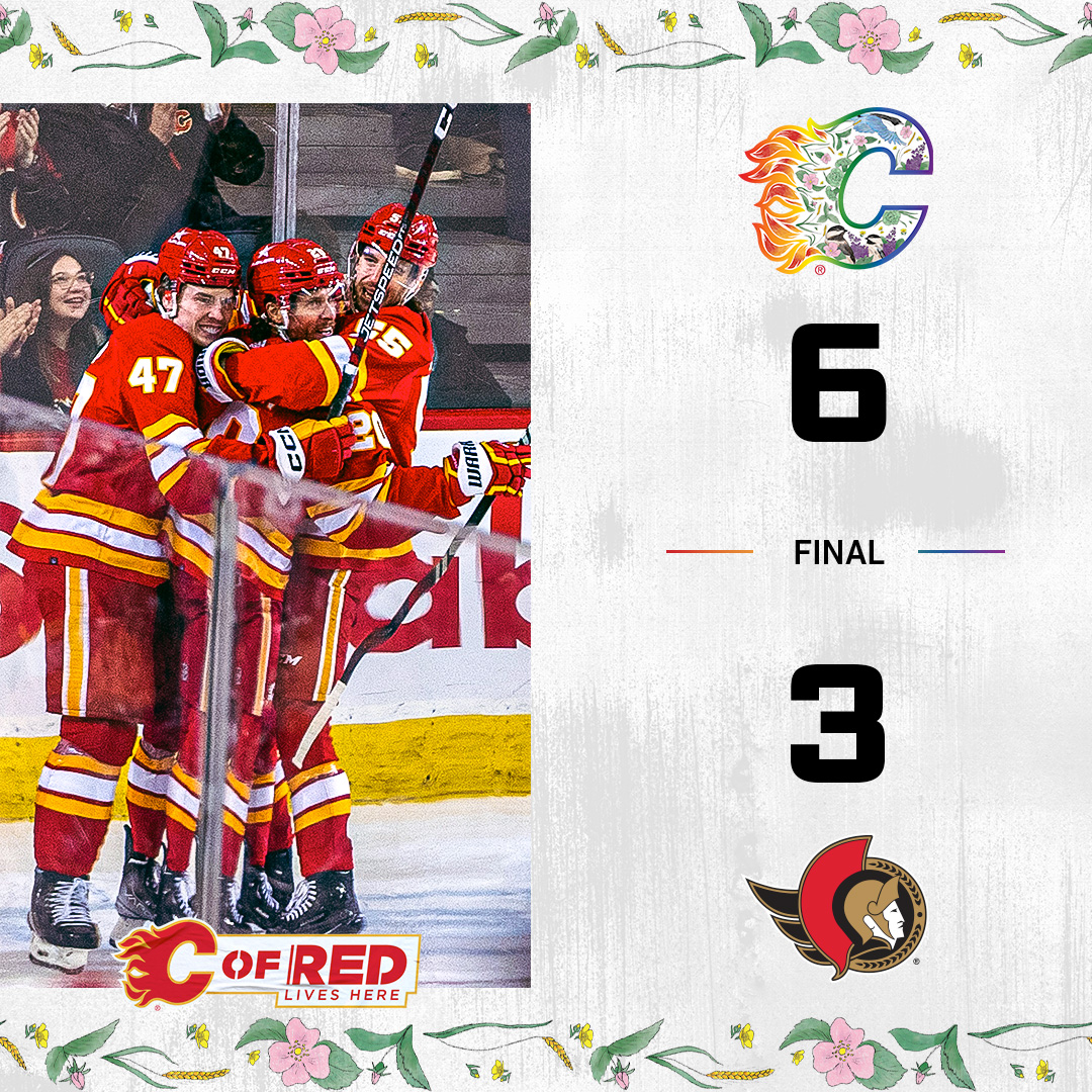 NHLFlames's tweet photo. BIG W ON PRIDE NIGHT! https://t.co/5uJIx4xbJ9