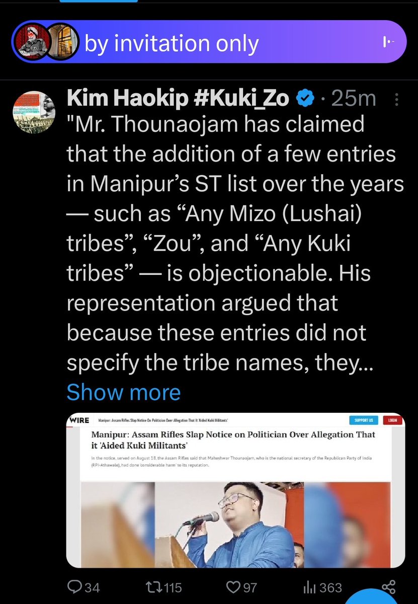 JohnnyMeetei's tweet photo. Ngaore ngaore ChinKukiZo ngaore. @Maheshwarthouna akela sab ghuspetiya/refugees par bhari.#Manipur se ghuspetiyon ko nikaal ne ka pehla step unn refugees ko #STlist se delete karna saath saath me #NRC bhi.
#RemoveChinkukizo frm STlist
#ImplementNRC immediately with #1951BaseYear https://t.co/EoA69yT5eQ