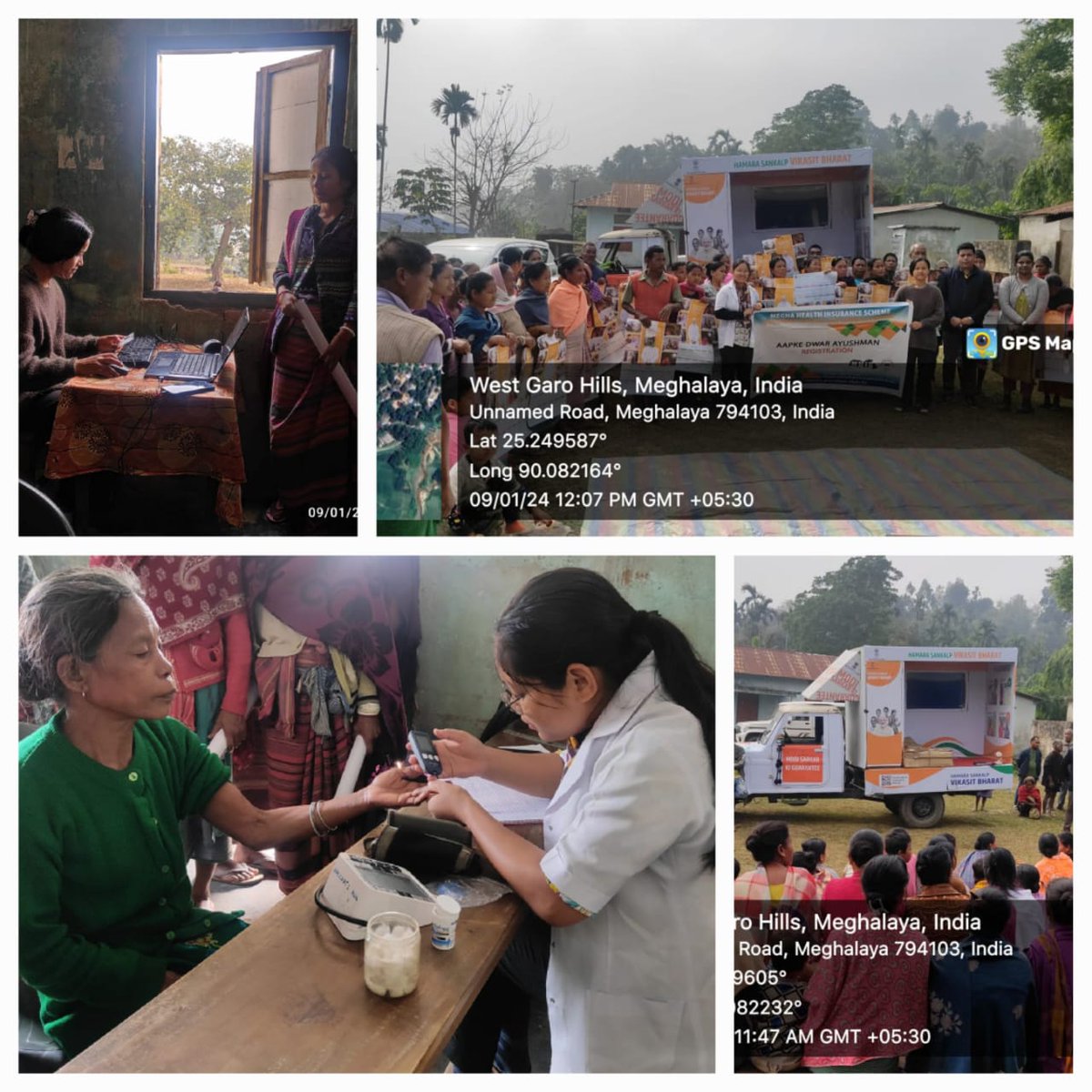 meghalayahealth's tweet photo. Viksit Bharat Sankalp Yatra, organized by health providers and other line departments at Nokshi #WestGaroHills, to raise awareness of the government programmes and schemes for the people to know and avail their benefits.
#HealthForAll #VBSY #MeghalayaForHealth #HealthProgrammes https://t.co/EtgC01TFtA