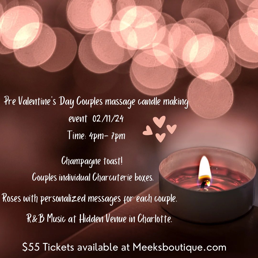 Meca_704's tweet photo. Couples Valentine’s Day event $55 tickets available. https://t.co/2TI3GJ3kl3 https://t.co/Fw6MPCHpDL
