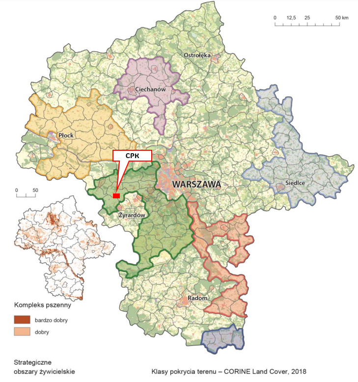 StopCPK twierdzi, że 'zabetonujemy bezcenne gleby a Mazowsze utraci swój spichlerz' Tak, CPK leży na terenie sochaczewsko-grójeckiego obszaru żywicielskiego woj. mazowieckiego. 2150ha przeznaczone na lotnisko stanowi jednak całe 0,68% tego obszaru, jednego z 6 zresztą 8/14