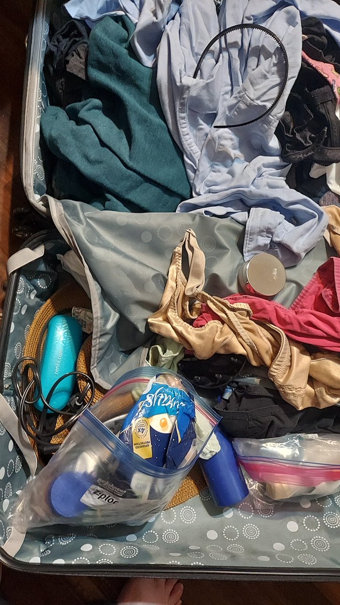 colorcarnival's tweet photo. Here's a tip for traveling with @SouthwestAir : put the melty things in ziplock bags so that when they leave your luggage in the rain, it won't make such a mess on your damp clothes. Crossing my fingers that the hair dryer works tomorrow. https://t.co/OuDroqRENa