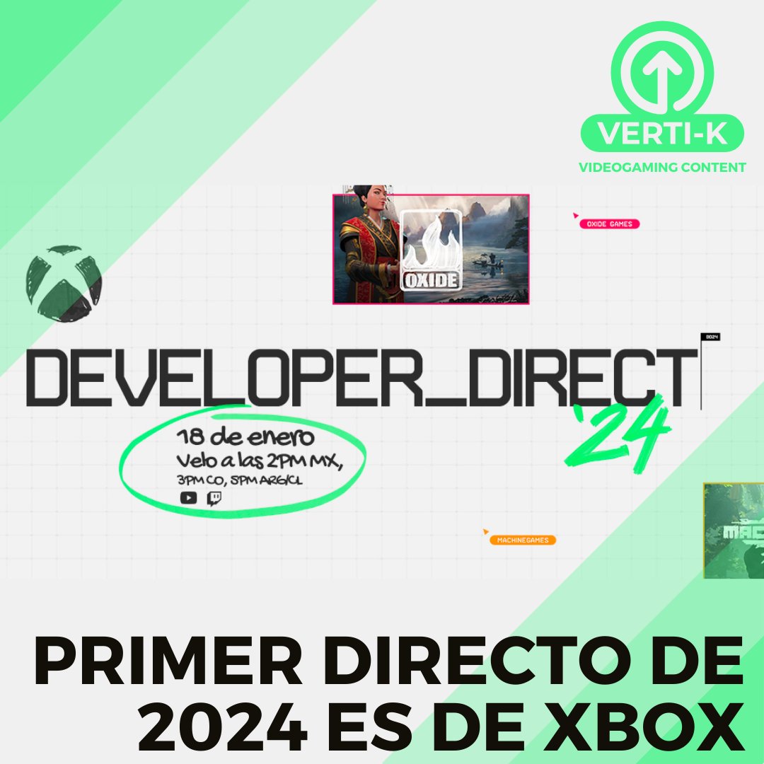 BetaVertiK's tweet photo. Acompáñanos a ver y reaccionar al primer directo del año: #Xbox #DeveloperDirect
Jueves 18 de enero, 2PM (CDMX) a través de YouTube en nuestro canal en:
https://t.co/hKVBtINq86

#Vertik #betaVertik #Directo #EnVivo #XboxEnVivo #DeveloperDirect24 #XboxSeriesS #XboxSeriesX https://t.co/cdAZREv6TO