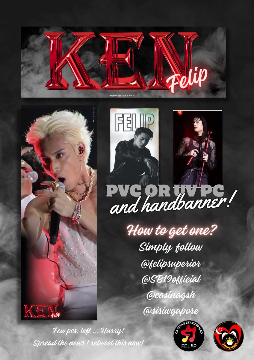 See you on Saturday! Our DJs and Admins will be around to hand you banners and PVC/UV Printed PCs. 

Thank you <a href="/sisiwgapore/">SISIWGAPORE</a> for teaming up with us on this project. 

FELIP Ready2Marvel 
#SB19_KEN #TheBaddestDay 
<a href="/felipsuperior/">FELIP</a>