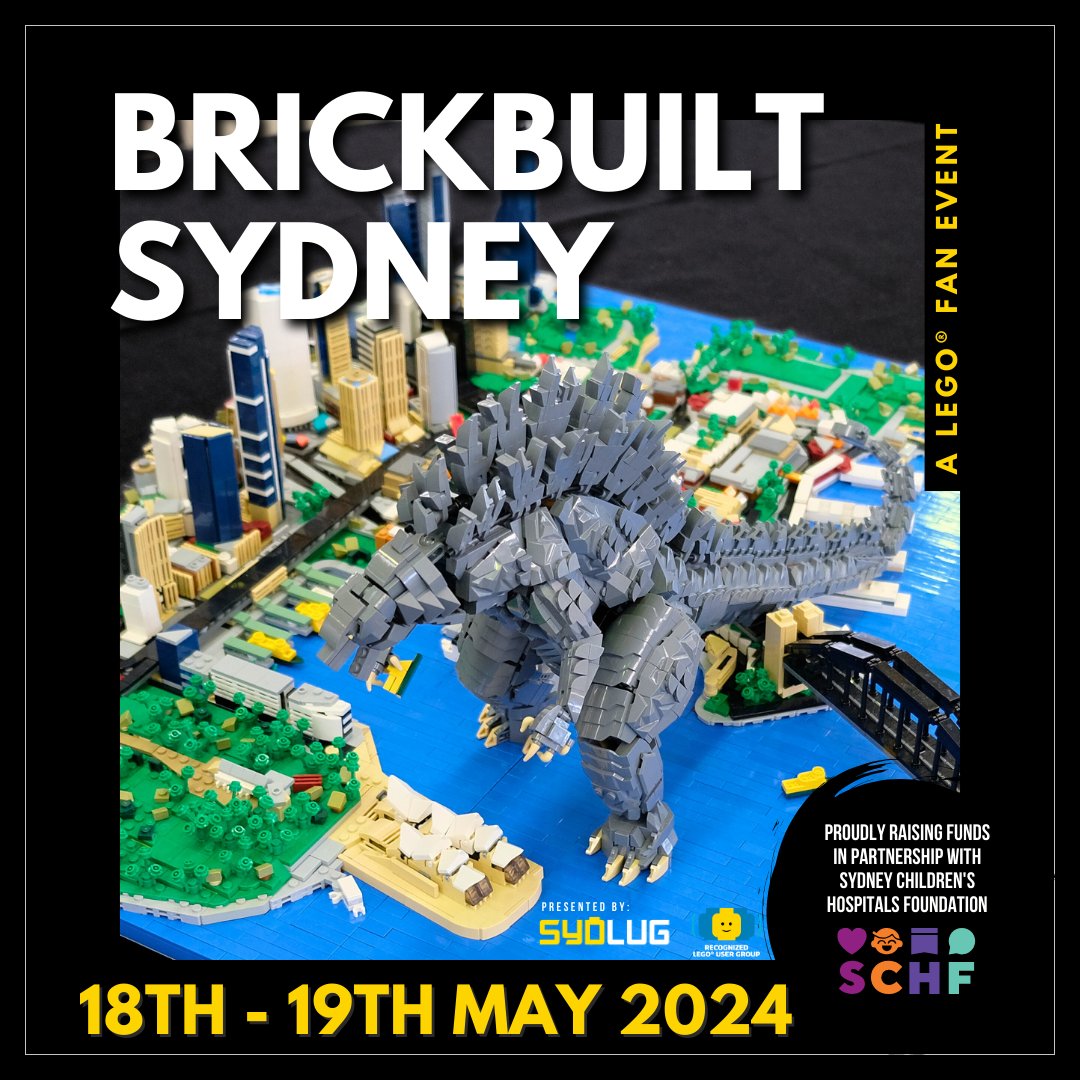 Brickbuilt Sydney has officially launched for 2024!🎉 SydLUG has created the perfect event for @LEGO_group-lovers and their whole family. Join the LEGO-loving community AND raise funds for sick kids across the @SCHNkids. Find out more and buy tickets ➡️ brnw.ch/21wFWqU