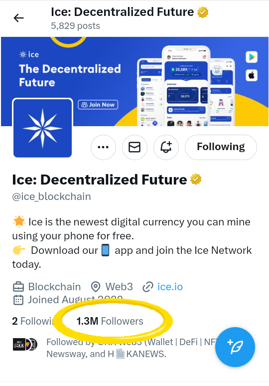mining2939's tweet photo. Ice X account has surplus
1.3 millions followers. One of the great achievement of #IceCoreTeam. If you don't join till now donβt' miss this big opportunity
Join Link:
https://t.co/UE4D67Alhw
#ice #ice_blockchain #mining #airdrops #x #mainnet #metamask https://t.co/AmxdHsCNqT