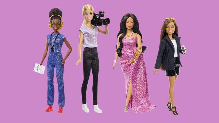 Barbie is launching a ‘Women in Film’ doll collection:

• Film Director Barbie
• Cinematographer Barbie
• Movie Star Barbie
• Studio Executive Barbie
