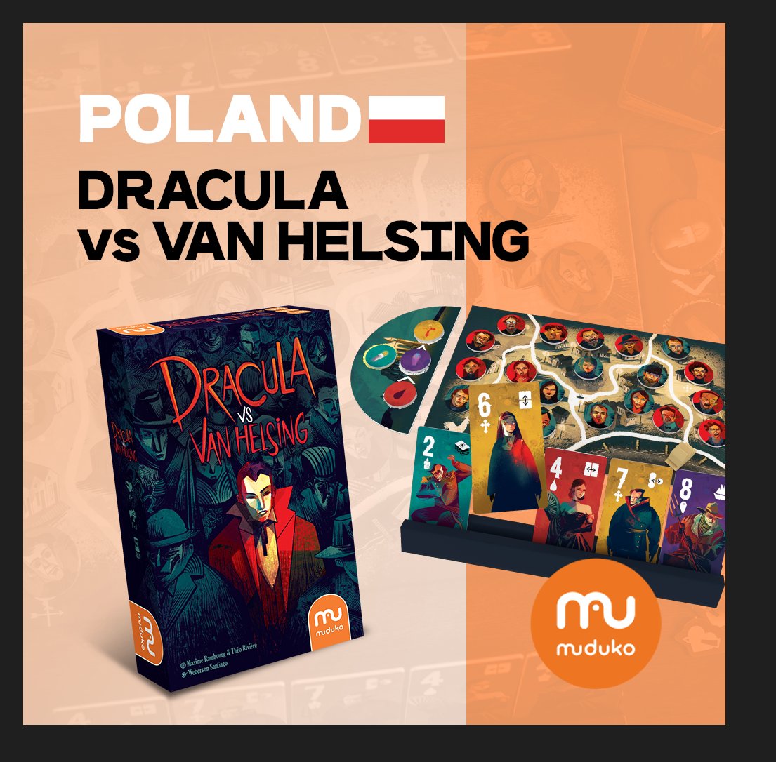 Witaj Polsko!
#DraculavsVanHelsing is coming.
#mandoogames #muduko #MaximeRambourg #TheoRiviere #WebersonSantiago #bgg #j2s #graplanszowa #boardgame