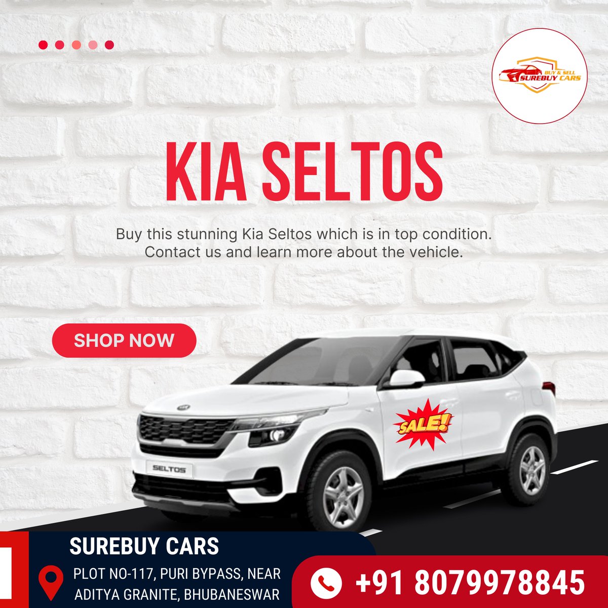 Buy This Stunning Kia Seltos Which Is In Top Condition.

Call For More: 7656838313, 8079978845

: Plot No-117, Puri Bypass, Bhubaneswar

#SurebuyGroup #SurebuyCars #UsedCar #SecondHandCar #PreOwnedCar #CarFinance #Loan #CarLoan #AffordableRide #Bhubaneswar #Odisha #Feed