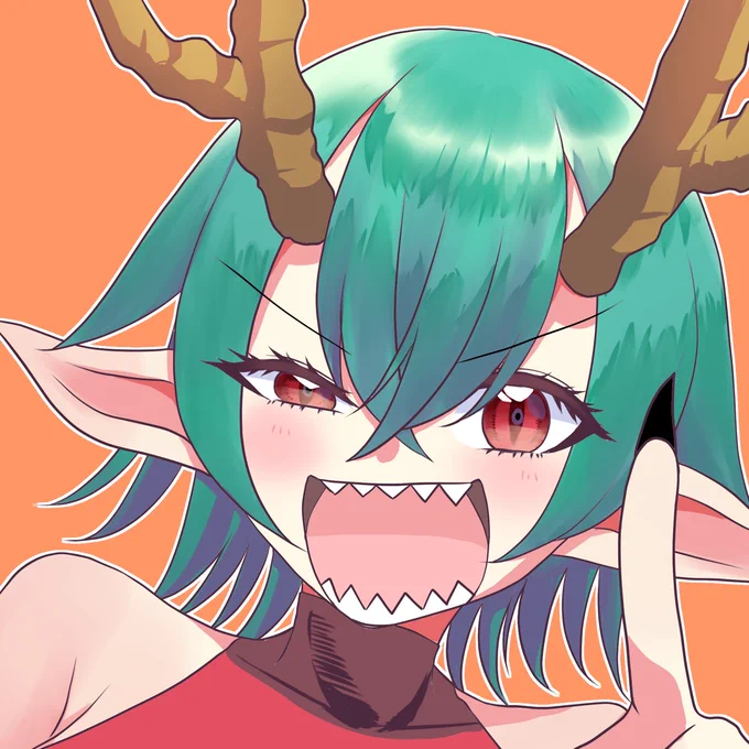 日常垢のサムネ画像用に描いたドラゴンガール 