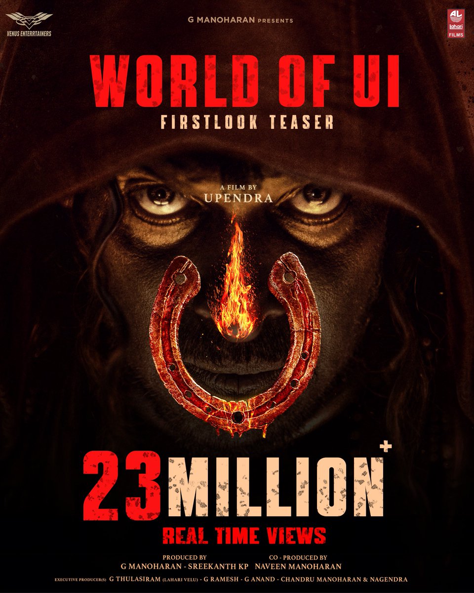 nimmaupendra's tweet photo. Breaking the internet with 2.3 crore views and counting! 🌍✨ The World Of #UITheMovie has left an indelible mark on screens worldwide. Brace yourselves for a cinematic revolution like never before! 🚀🎥

ICYMI:  https://t.co/Yoi4BZIjnw

#UITheMovieFirstLook #UppiDirects @nimmaupendra #GManoharan @Laharifilm @enterrtainers @kp_sreekanth #NaveenManoharan @AJANEESHB @shivakumarart @Reeshmananaiah @LahariMusic