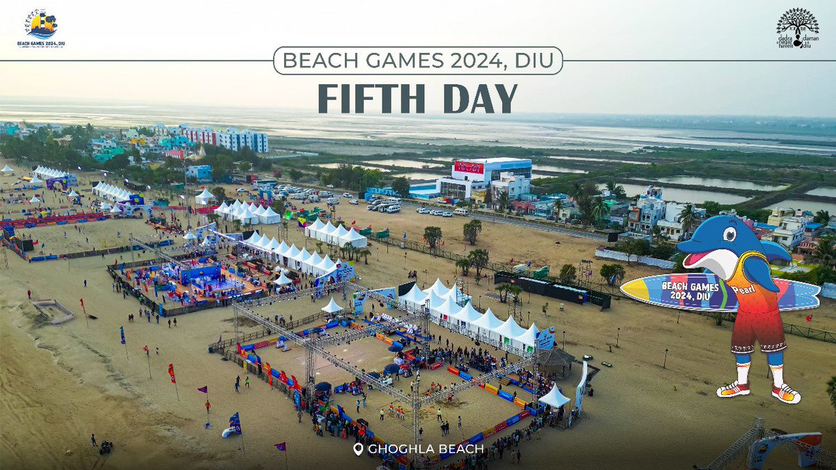 dnhddtourism's tweet photo. Day 5 at Beach Games 2024 brought intense competition in beach soccer, volleyball, and boxing. Excitement peaked with the grand inauguration of beach kabaddi, promising thrilling matches ahead! 🏖️⚽🏐🥊 #BeachGames2024 #SportsFever #diubeachgames2024 #gobarefoot https://t.co/KrpXw2axnS