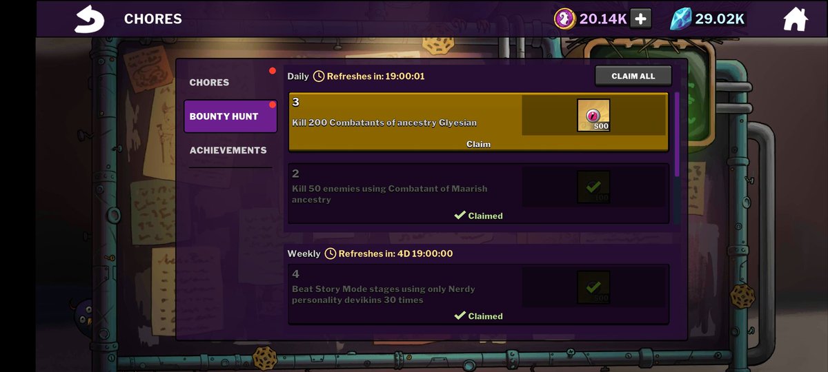 JELYN808's tweet photo. Playing @devikins_game everyday ๐๐ฅ๐ช
Bounty Hunt of the day.๐ฅ
Kill 200 enemies of Glyesian ancestry.
#BrineNormalMode #Stage6
#DevikinsGame #DVK #PlaytoEarn https://t.co/PNzLQgQFrl
