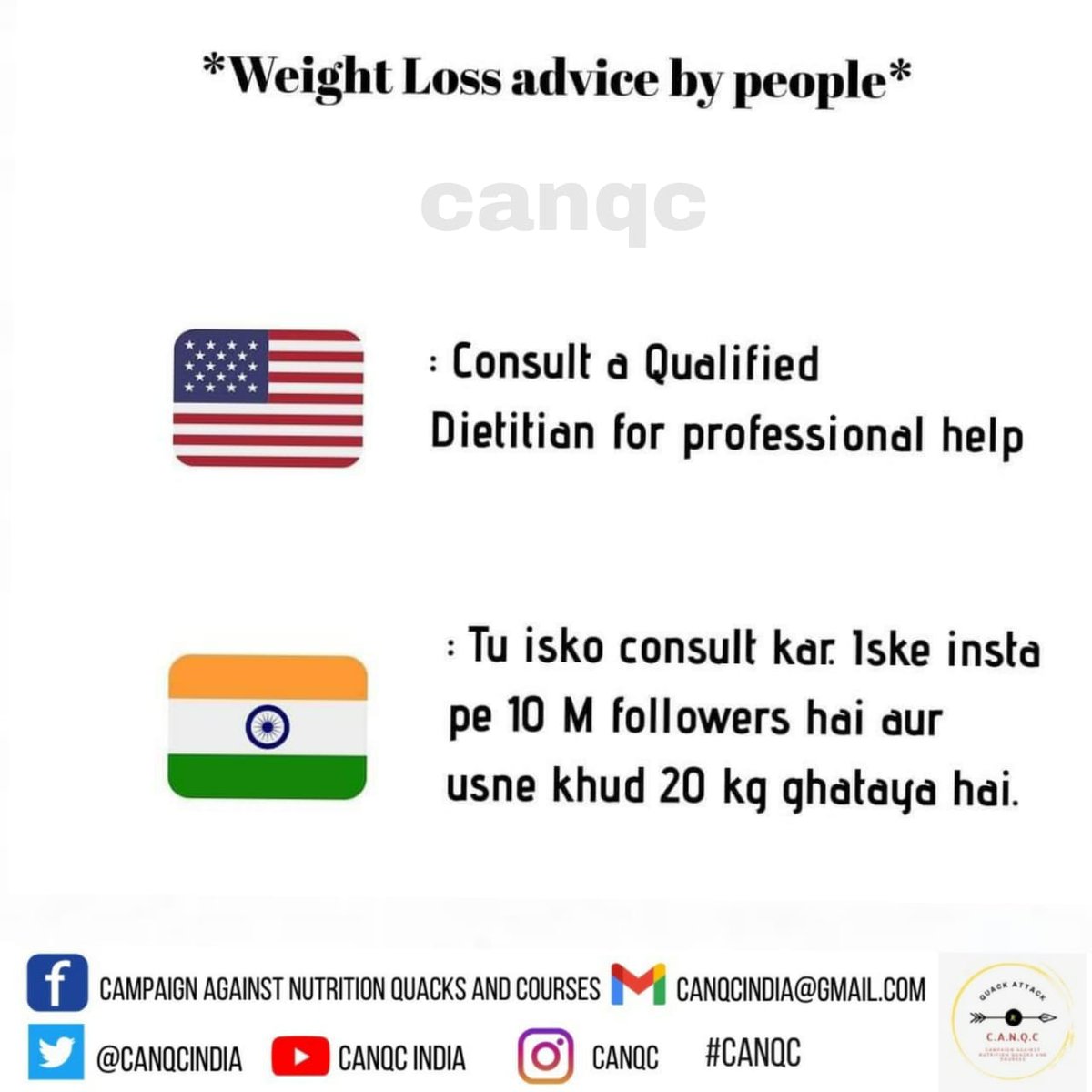 CANQCINDIA's tweet photo. Wishing one an all a v happy #DIETETICSDAY #Bharat
#India
Better safe than sorry
Beware of fake, unauthentic #socialmedia #gyaan
#qualifieddietitiansonly
#fooducation
#notoquacks
#unitedwestandinthefighttowardmisinformation
#swasthbharat
#teamcanqc
#BoycottQuackery https://t.co/EfDmttlQly