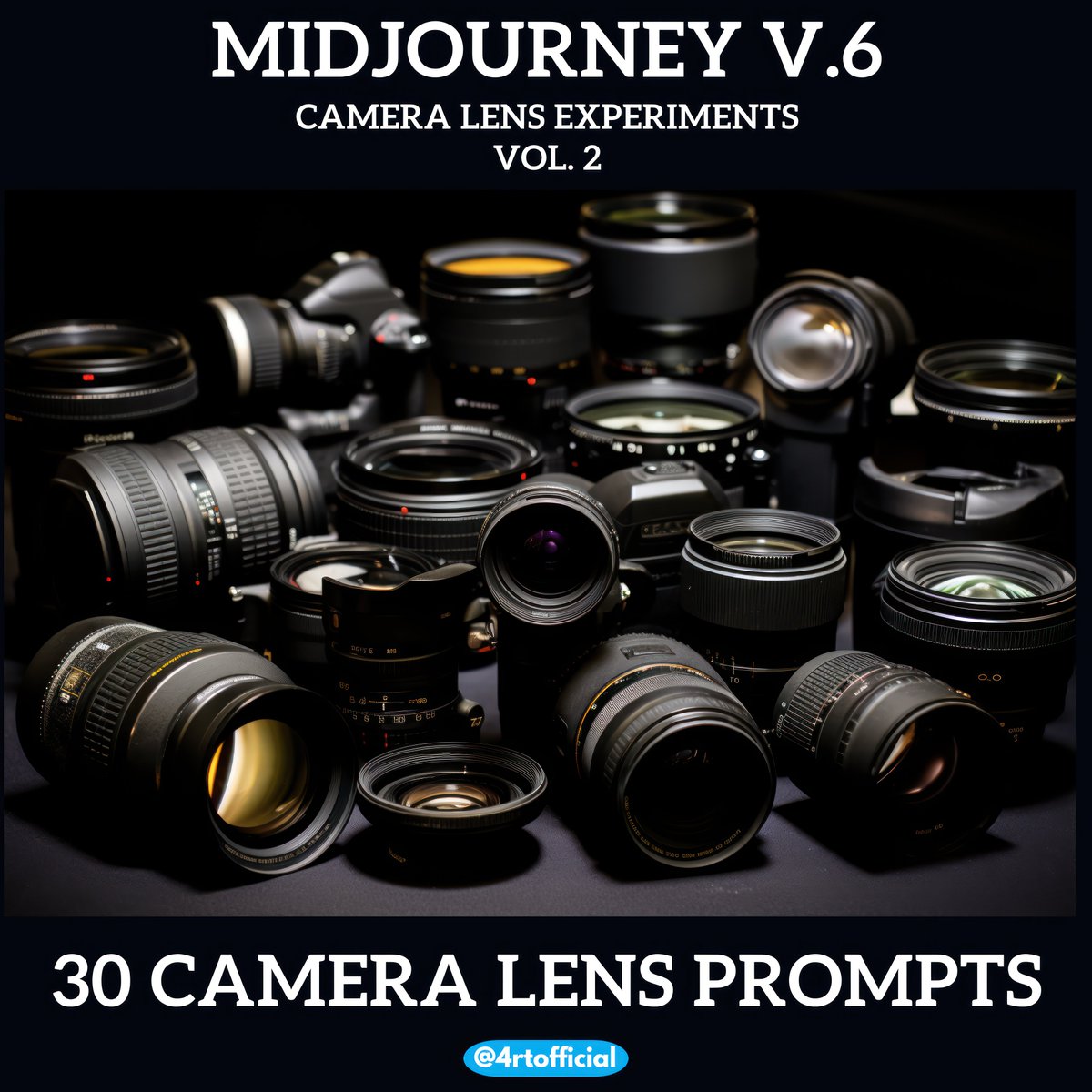 4rtofficial's tweet photo. Midjourney v.6 - Camera lens experiments vol. 2🧵 

I re-experimented with the 30 camera lenses to see if there were any changes with the new version's improved coherence.

This time I also ran each prompt through the "/shorten" command to get a better understanding of each token 🧐

Here is 15/30 of those results

These were my results 🤗

You can find the full fre3 PDF in the 🔗 in my bio 💎