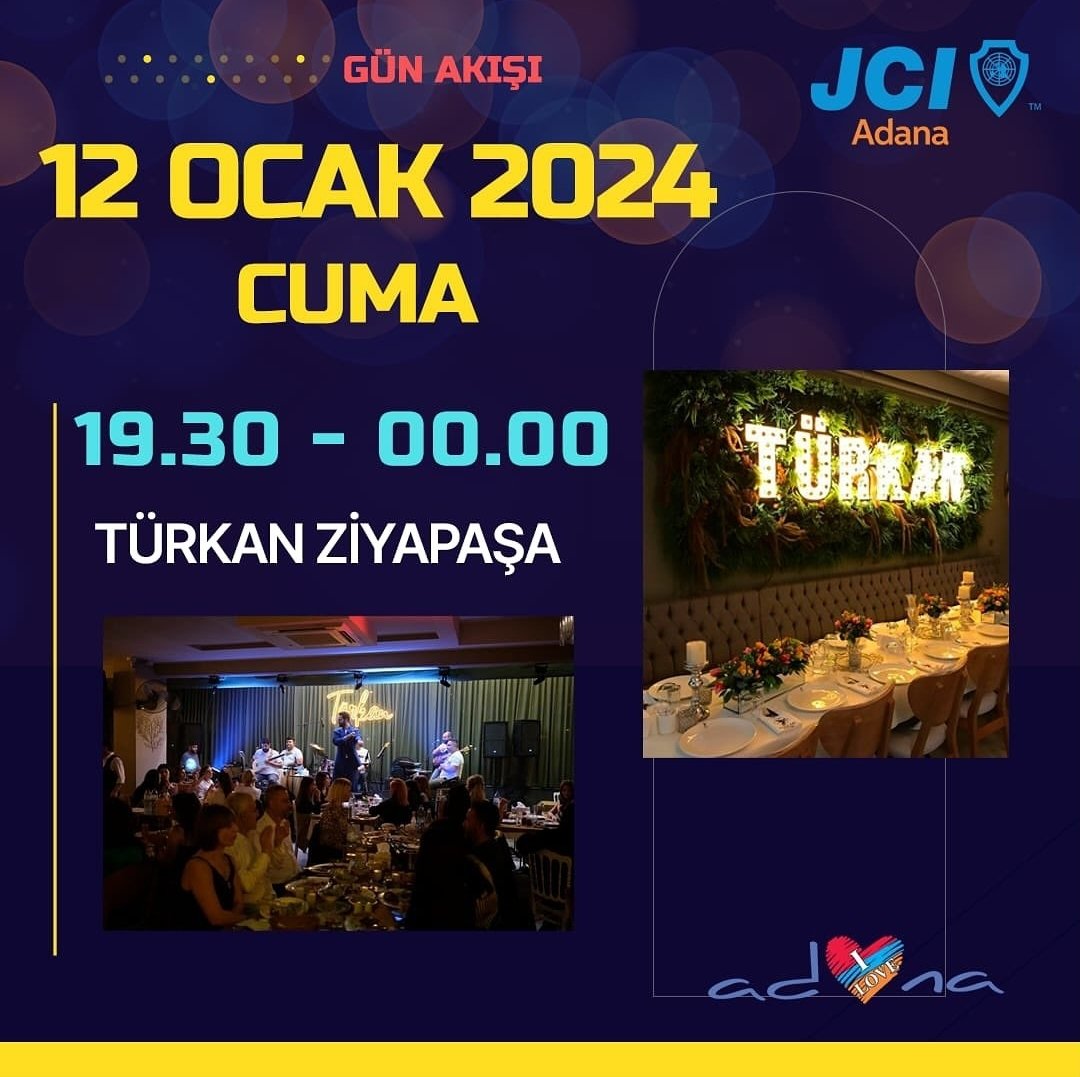 JCIADANA's tweet photo. 12-13-14 Ocak'ta gerçekleştireceğimiz I LOVE ADANA Organizasyonu Devir Teslim Toreni'nin ilk günü fasıl eğlencemizi kaçırmayın! 🎶 Bu tarihlerde birlikte güzel anılar biriktireceğimiz I LOVE ADANA Organizasyonu Devir Teslim Töreni' ne bekleniyorsunuz🚀

 #jciadana #I❤️ADANA https://t.co/DdP6MFKm4P