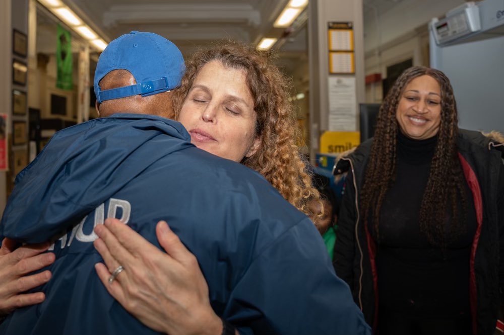 NYCMayor's tweet photo. On the ground at James Madison High School. Our @nycemergencymgt, @nychealthsystem, and @nycschools teams are doing a great job keeping asylum seekers safe and dry before they depart tomorrow morning. https://t.co/VKMWrnJvLR
