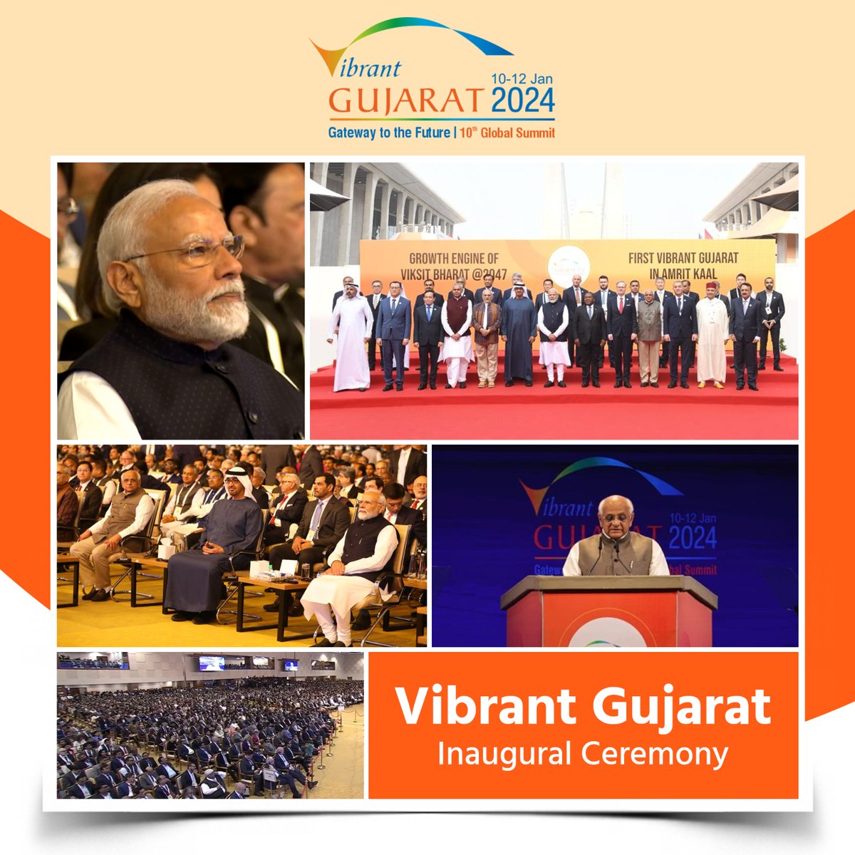 The #VibrantGujaratGlobalSummit 2024 off to a roaring start by Hon’ble PM Shri @narendramodi in the august presence of galaxy of world leaders, industry doyens and other dignitaries from across the world. #VGGS2024