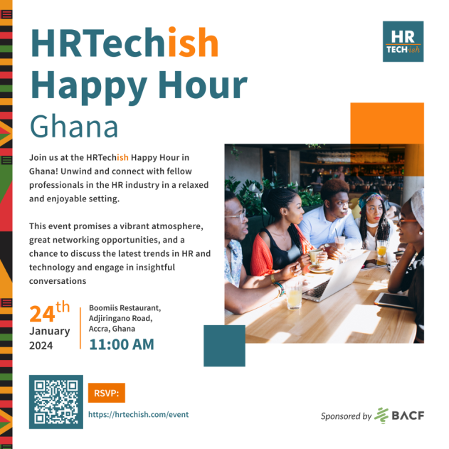 hrtechish's tweet image. #HRTechishHappyHour is coming to Ghana once again!🇬🇭 
Come elevate your professional connections, Enjoy a relaxed atmosphere, and insightful conversations, and stay updated on the latest HR and tech trends. 

RSVP: HRTechish.com/events

 #HRTech #HRNetworking #GhanaHREvent