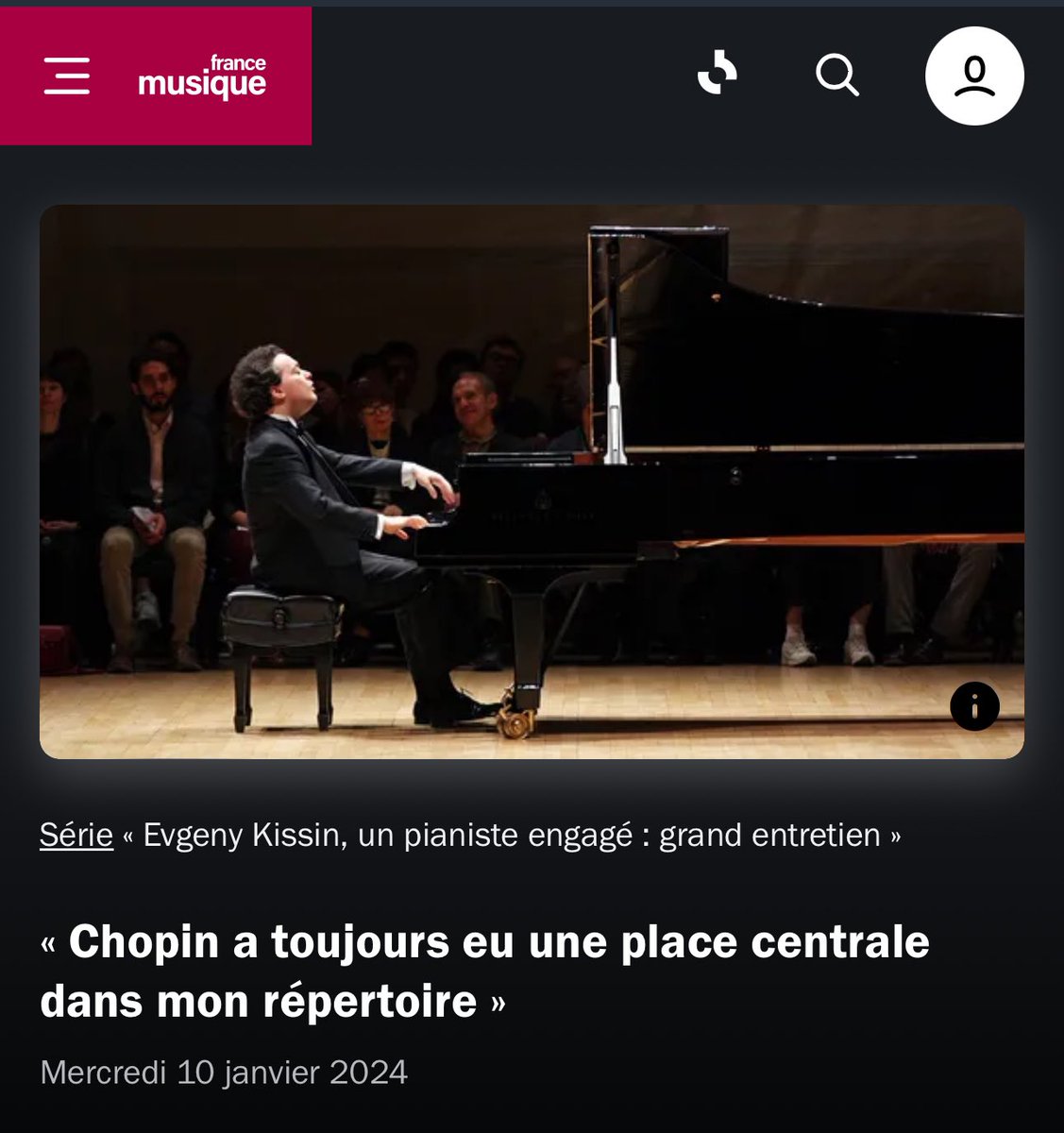 [GRANDSENTRETIENS] Evgeny Kissin : « Chopin a toujours eu une place centrale dans mon répertoire » via @francemusique @DitaOpera #podcast radiofrance.fr/francemusique/…