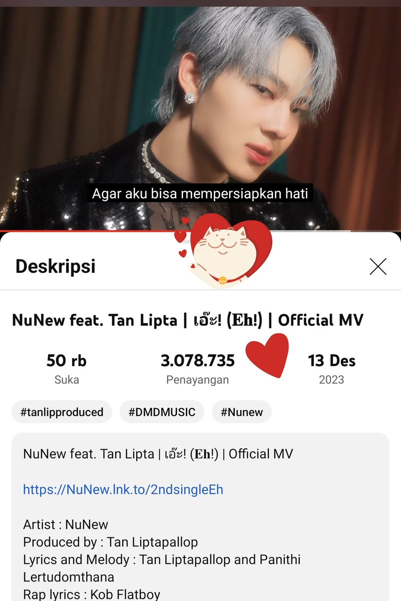 DyanaZnn's tweet photo. Eh,,, #3MViews on YouTube Congratulations my baby Lion and thank you so much guys keep fighting streaming good job and God bless your 💙🧡 @CwrNew #NuNew #NuNew2ndSingle #Eh_byNuNew https://t.co/ksT212EOs1