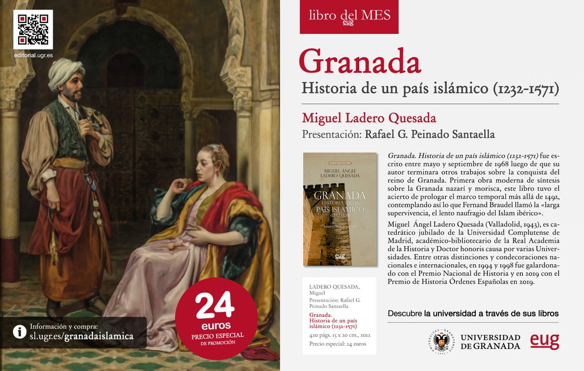 ❗️SORTEAMOS un #LibrodelMes de Enero, "Granada. Historia de un país islámico (1232-1571)". ¡Síguenos y haz RT!

Una obra considerada la primera síntesis moderna sobre la Granada nazarí y morisca, más allá de 1492: editorial.ugr.es/libro/granada-…

(Resultados en la web concluido el mes)