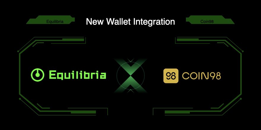 Equilibriafi's tweet photo. New Year, New update! 📣

We are thrilled to share that Equilibria has integrated with @coin98_wallet, the leading crypto super wallet that connects a billion of users to the crypto world safely and securely!

You can now easily use your Coin98 address to connect with Equilibria!
🔗 https://t.co/C9YPJIi4Gi
