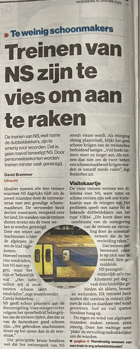 Vandaag in #ED. En het klopt (helaas). En nu de oplossing nog…