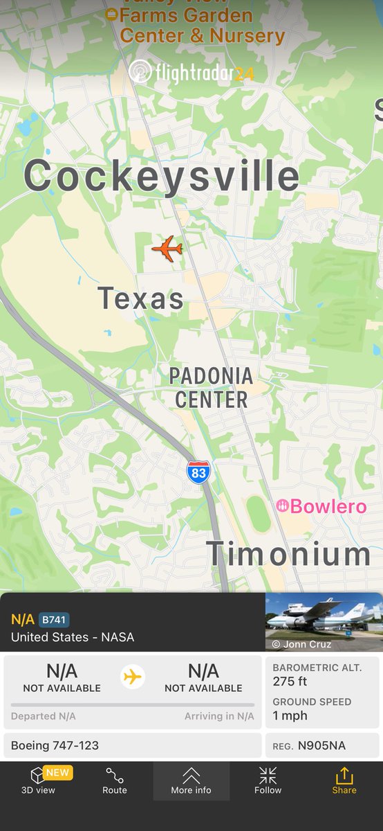 pmellen's tweet photo. Can anyone explain why the NASA 747 ⁦@N905NA⁩ that used to carry the space shuttle is parked next to the Flagship car wash in Cockysville MD? https://t.co/LeU3NF2ygV https://t.co/Njn2GiBwng