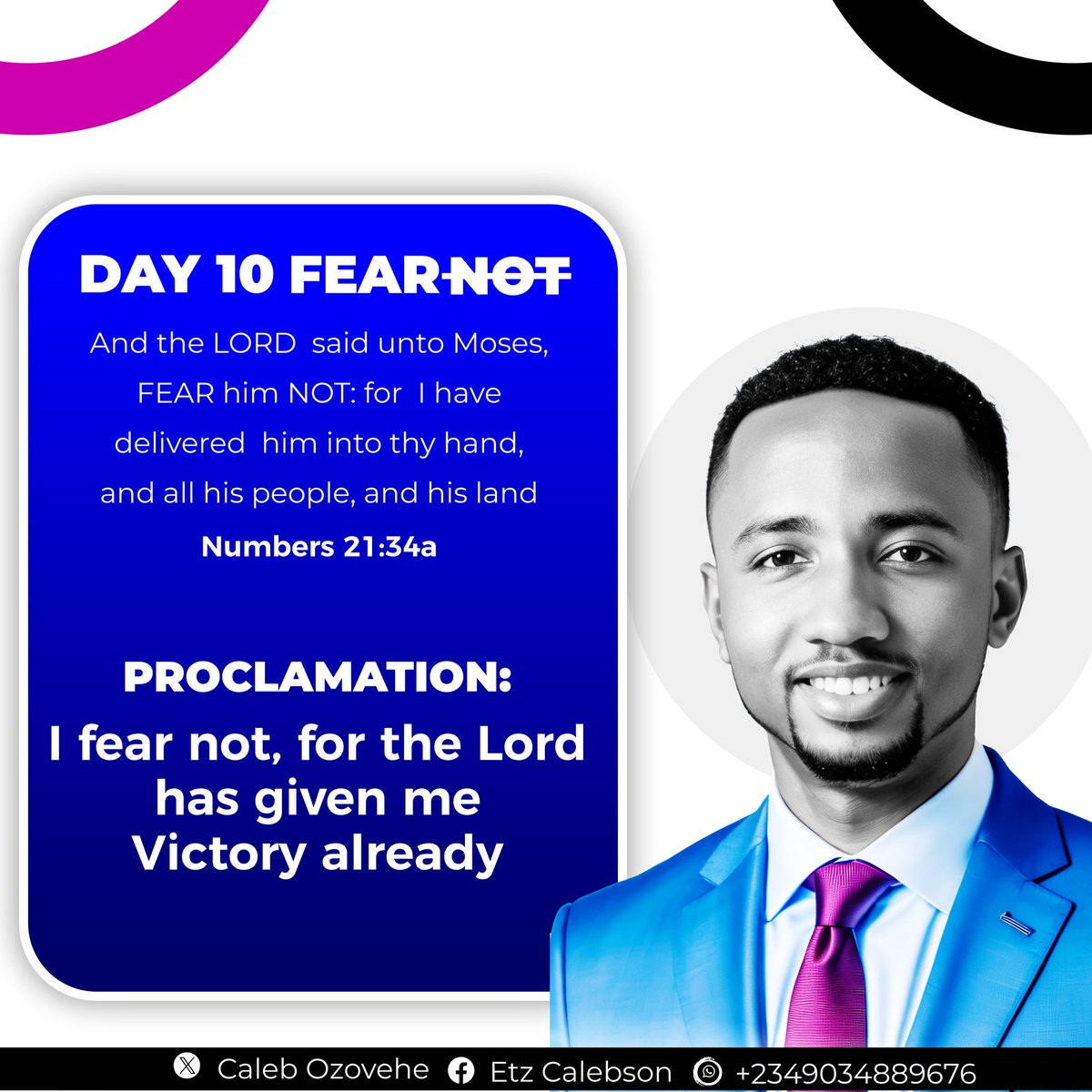 Calebson001's tweet photo. DAY 10 FEAR NOT
What is that Job Position, Opportunity that you are been denied of.
The Lord is telling you today that you should Fear Not, for it's yours Now!!!.
Go back there and claim what's yours.
Proclaim this π
#FearNotProclamation https://t.co/Abq87wm33f