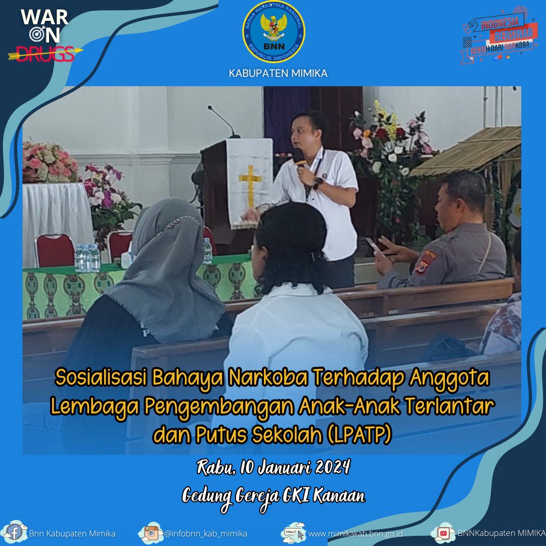 bnnkabmimika's tweet photo. Sosialisasi Bahaya Narkoba Terhadap Anggota Lembaga Pengembangan Anak-Anak Terlantar Dan Putus Sekolah (LPATP)
#AkselerasiWarOnDrugs
#generasiemaspapua
#IndonesiaBersinar
#papuabersinar
#BNNKMIMIKA
#BNNPPAPUA
#SpeedUpneverLetup https://t.co/0PUk0EHoKY
