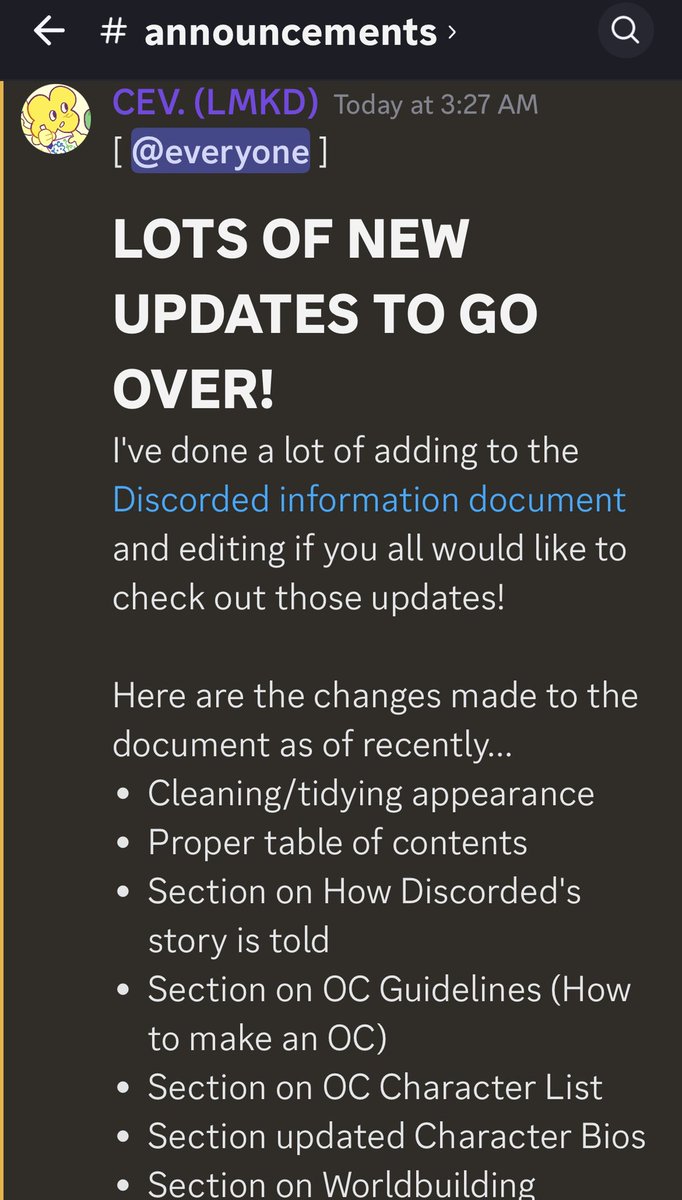 TVC_Discord's tweet photo. NEW UPDATES IN THE DISCORDED SERVER
#DCDTwt #Discordedtwt 🌟
Check out the server for our original story with @LmkMegapolis at
🫧 https://t.co/cIdEVdJStT 🫧
Make your own OC, get special supporter benefits, and be part of a community. 💜
> For more info see replies. https://t.co/YaD9FSIsKO