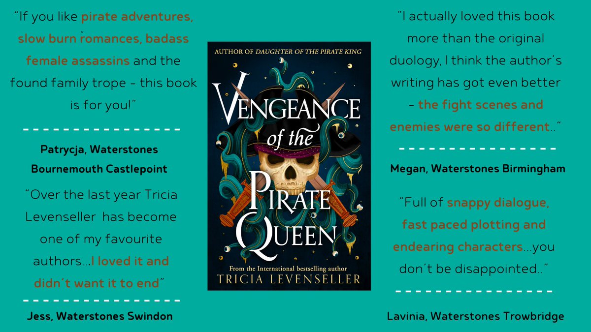 Great to see so many reviews of Vengeance of the Pirate Queen 🏴‍☠️ from booksellers! 🖤 to hear your thoughts! 📚 Full reviews ➡️ bit.ly/3TSDU50 #YAFantasy #BookReviews #Pirates #heroine