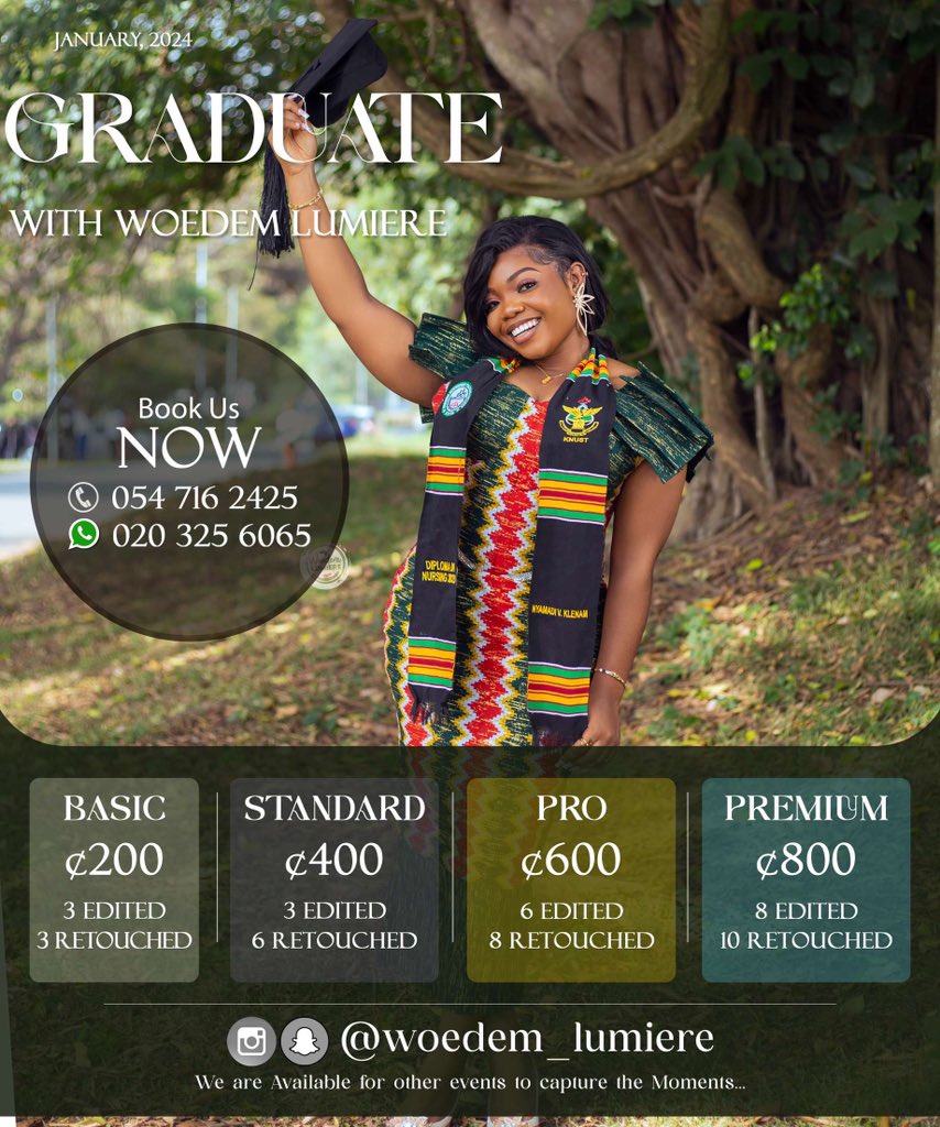 Jessybelle8's tweet photo. The most affordable price you will see on the market. Contact him for all your grad photoshoot.

Repost our customers might be on your tl🙏🏾 https://t.co/C6nH6p866J