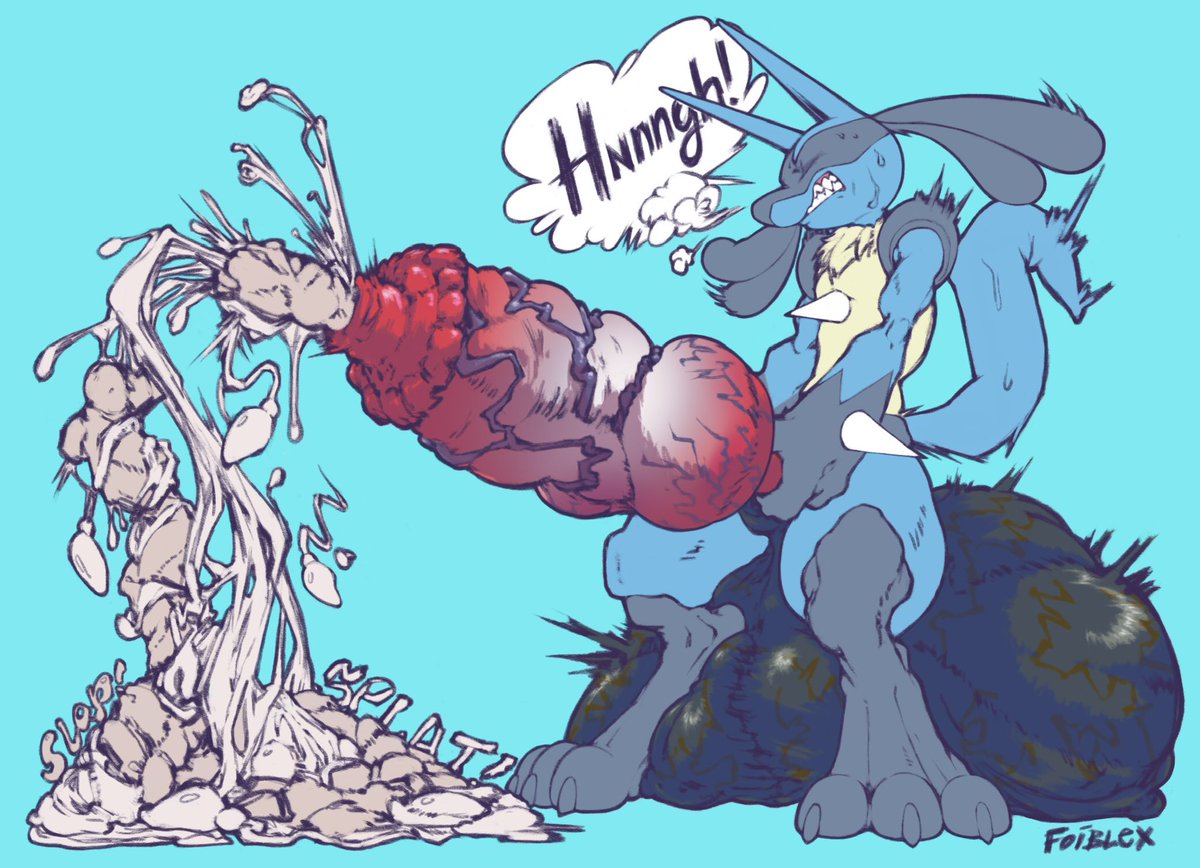 foiblex's tweet photo. Lucario blowing out some clogged pipes. https://t.co/C81HDJlQv8