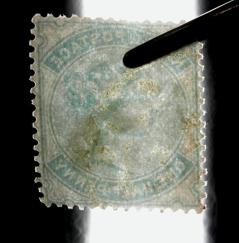 EPAthensbury's tweet photo. I had a devil of a time discerning the watermark.  It is indeed a "Crown &amp; CC" watermark.  A second ½d in blue-green was printed in 1884, but with a "Crown &amp; CA" watermark.  The 1880 is valuated higher than the 1884, used, but the opposite is true in mint condition... https://t.co/X9FXRsEw9I
