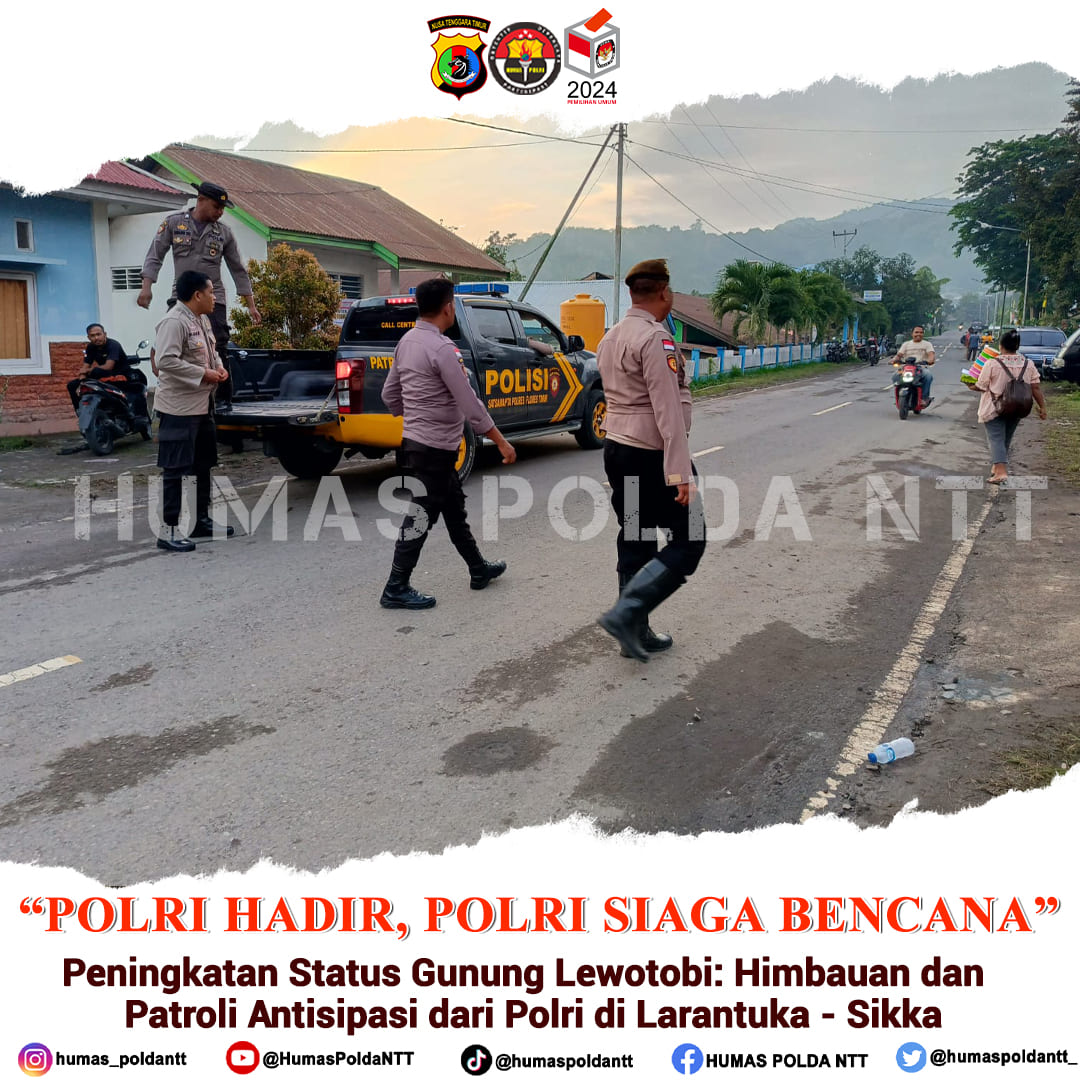 humas_polda_ntt's tweet photo. Sobat Humas Polri

Upaya ini bertujuan untuk memberikan informasi dan keamanan kepada warga, sekaligus mengurangi risiko potensial akibat peningkatan aktivitas gunung.MBG.

#humaspoldantt #humaspolri #poldantt #kapoldantt #bantuankemanusiaan #bencanaalam #gununglewatobi #flotim https://t.co/BEpbHvcFad