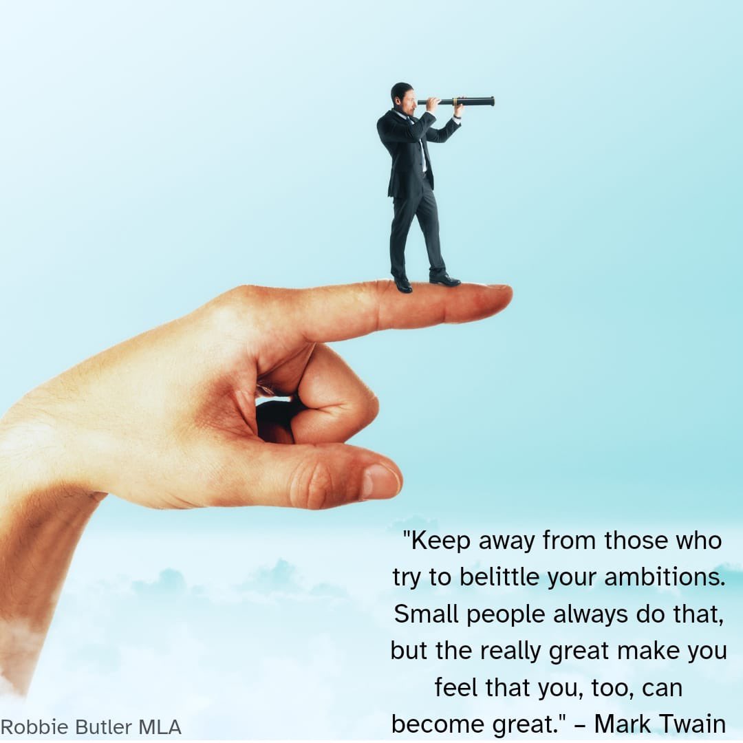 RobbieButlerMLA's tweet photo. Don’t let those “small ambition” people rub off on you. Stay close to those with bigger and better ideals. 💜 https://t.co/LVcjohGsn1