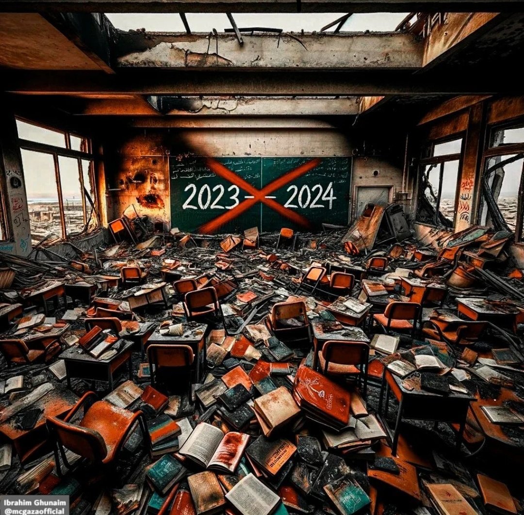 More than 600,000 students in #Gaza lost their school year. 

#CeaseFireInGaza 
#StopGazaGenocide
#FreePalestine #ısraelTerrorists #GazaHolocaust