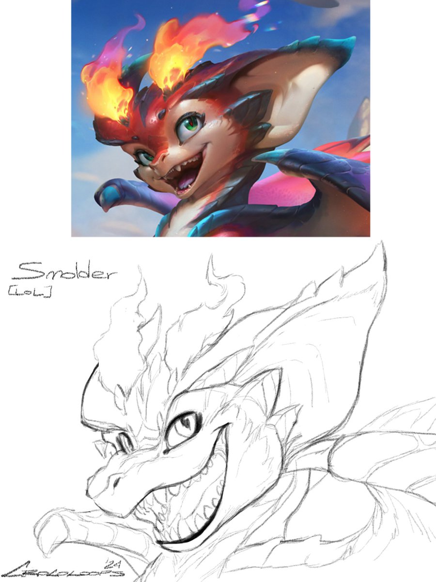 Crocoloops's tweet image. This is my take on Smolder, did a little sketch

#riotgames