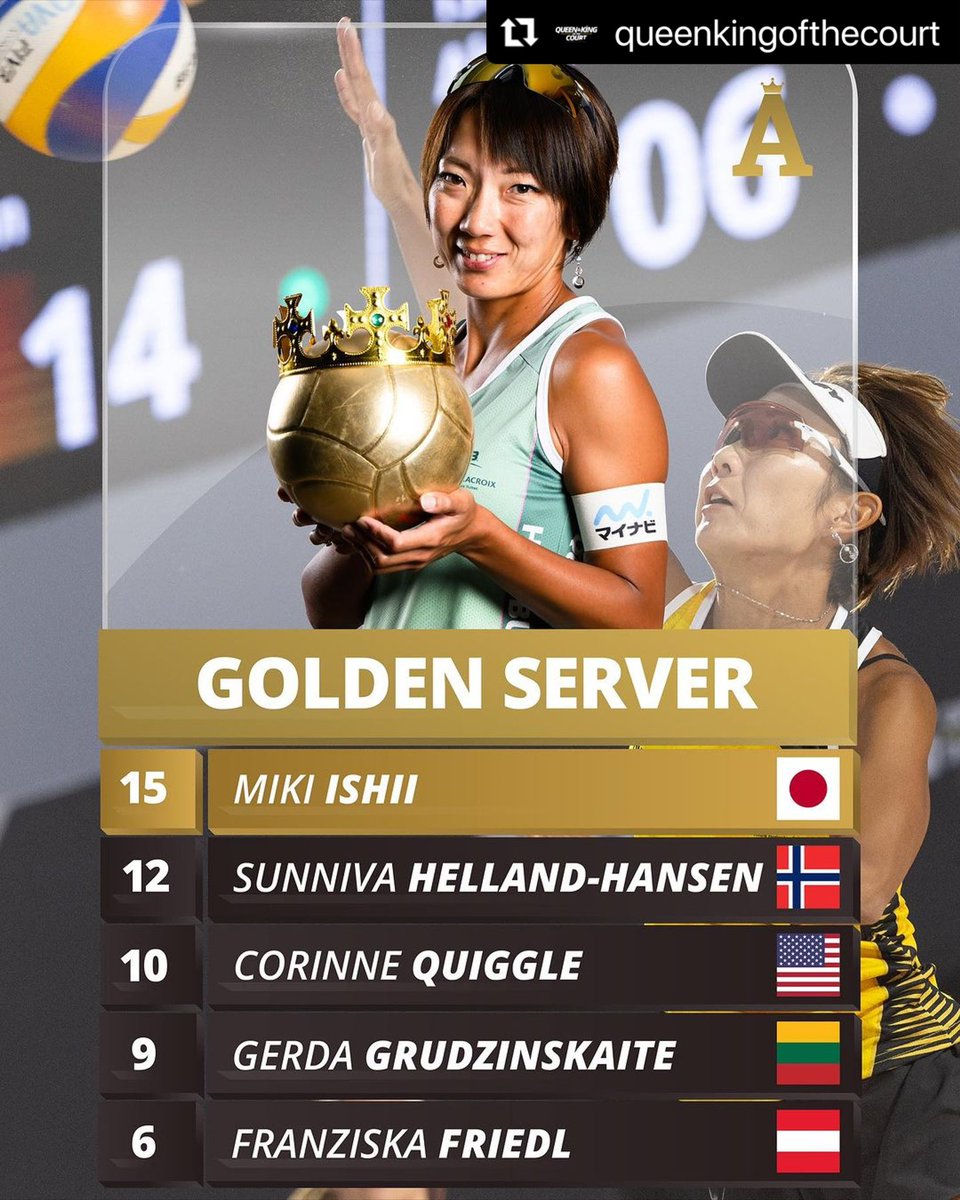 Tsuyoshi_go_m's tweet photo. GOLDEN SERVER🏆👩🏻
　　　　&amp;
ROYAL DIGGER🫴🏼👑👩🏻

二冠達成✨

#QKOTC #QueenKingOfTheCourt #beachvolletball #volleyball #beachvolley #volley 

#長谷川暁子
#石井美樹
#beachvolleyball
#japan
#バレーボール
#ビーチバレー
#ビーチバレーボール https://t.co/oMsqX6duGO