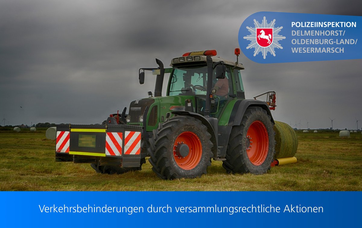 Polizei_DEL's tweet photo. Auch heute muss mit Verkehrsbehinderungen aufgrund von #bauernprotesten gerechnet werden.
Beispielsweise ist die Zufahrt auf die #Autobahn28 in #Hude zurzeit nicht möglich. In #Delmenhorst sind auch Traktoren in Schleichfahrt unterwegs.
Wir bitten um Vor- und Rücksicht.
*as https://t.co/zAeI9NrscR