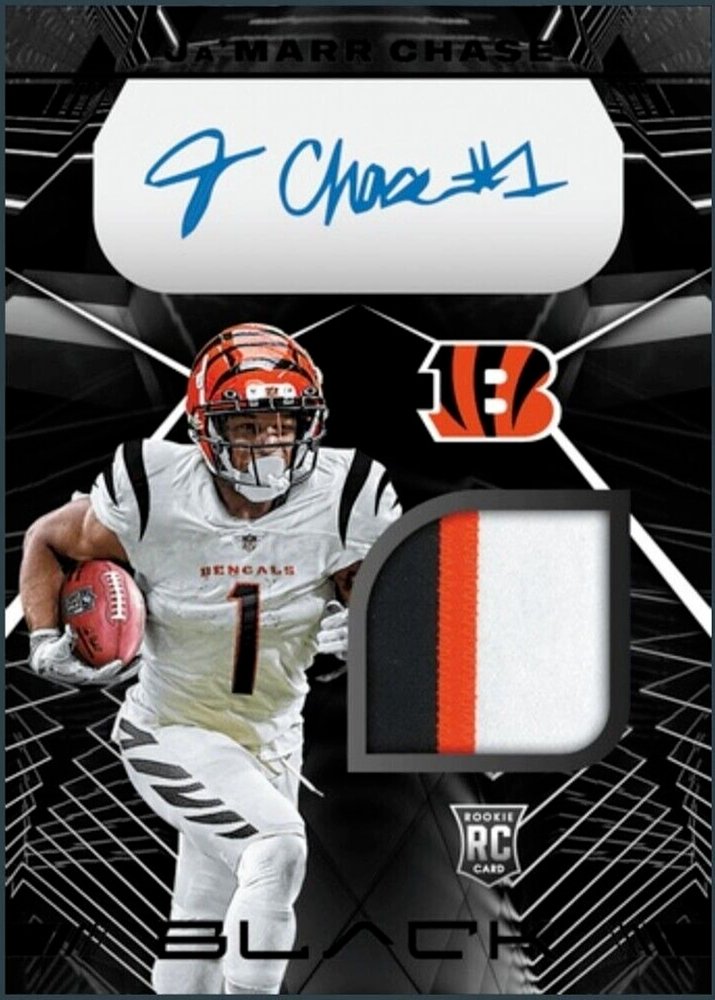 digitalrookies's tweet photo. 2021 Panini Black Rookie Patch Autograph - Ja'Marr Chase RC RPA SIG Digital Card 

Shop now: https://t.co/21KVgHXSb1
.
.
.
.
.
.
.
.
.
.
.
.
.
.
#JaMarrChase #RookieCard #PaniniBlack #AutographCard #NFLCollectibles https://t.co/YAfQV1b0jx