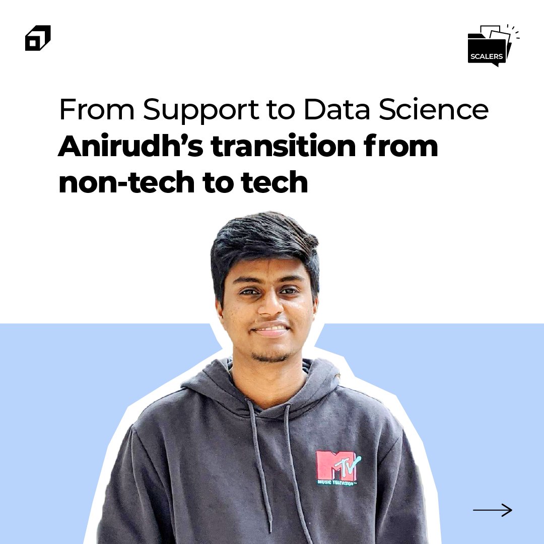 scaler_official's tweet photo. Transitioning from a non-tech background to a tech role isn't the real hurdle; it's about your determination to make the leap. Way to go, Anirudh!

#SCALER #WhereTheHungryLearn https://t.co/BJ5URT9Fq8