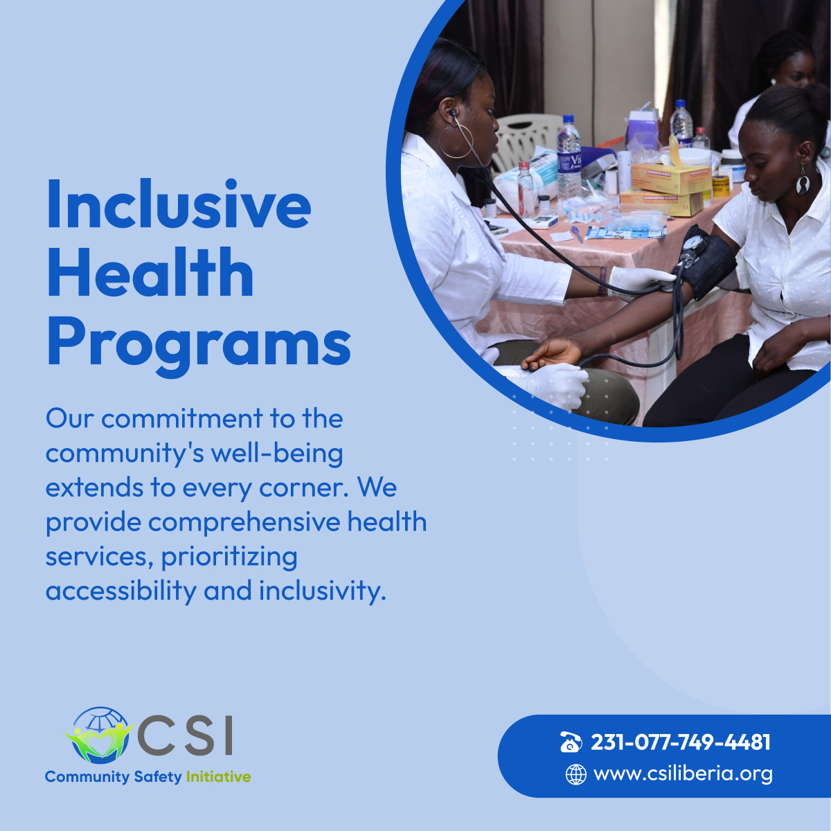 We believe that a healthy community is a strong and resilient one. Thus, we nurture healthier communities, fostering stronger societies – one health initiative at a time. 

#PaynesvilleCityMonrovia #NonProfitOrganization #HealthPrograms